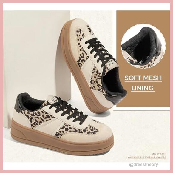 Women's Platform Sneakers Lace Up Thick Sole Comfortable Casual Walking Shoes - Picture 6 of 8